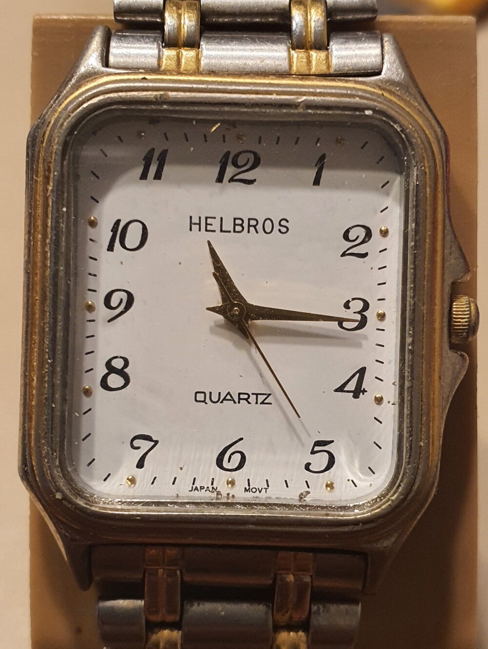 Vtg Helbros Quartz Silver/Goldtone Stainless Steel Men's Watch